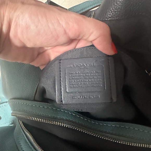 Coach Edie Teal Leather Women's Bag - Picture 8 of 9